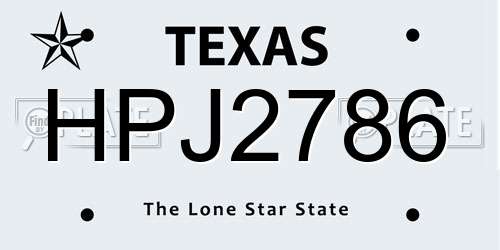 HPJ2786 Texas License Plate