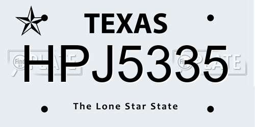 HPJ5335 Texas License Plate