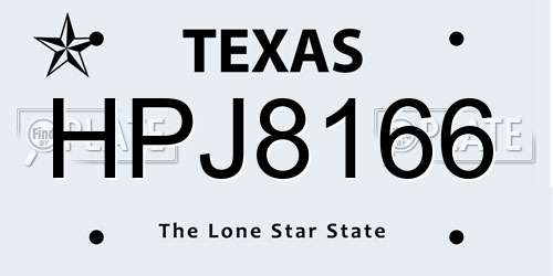 HPJ8166 Texas License Plate