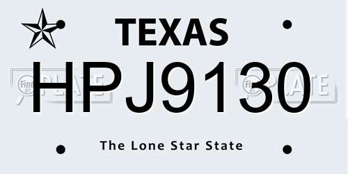 HPJ9130 Texas License Plate