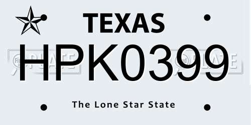 HPK0399 Texas License Plate