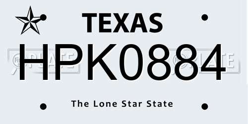 HPK0884 Texas License Plate