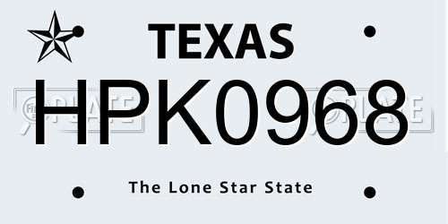 HPK0968 Texas License Plate