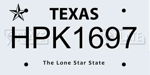 HPK1697 Texas License Plate