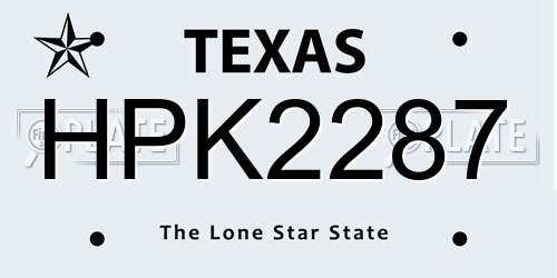HPK2287 Texas License Plate