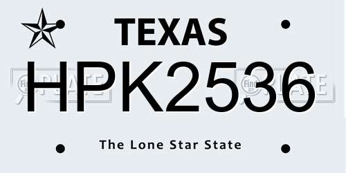 HPK2536 Texas License Plate