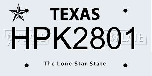 HPK2801 Texas License Plate