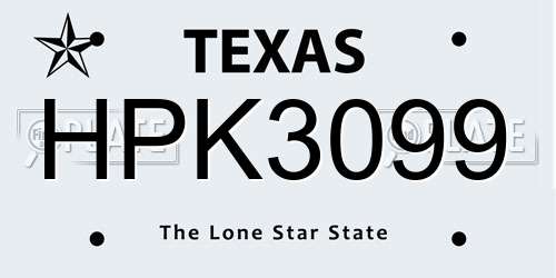 HPK3099 Texas License Plate