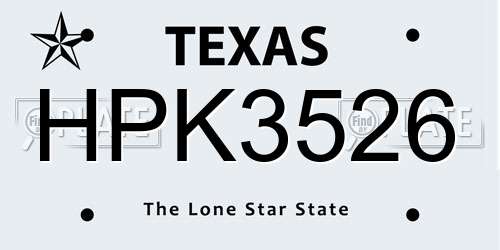 HPK3526 Texas License Plate