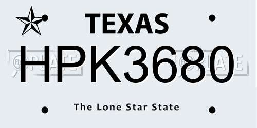 HPK3680 Texas License Plate