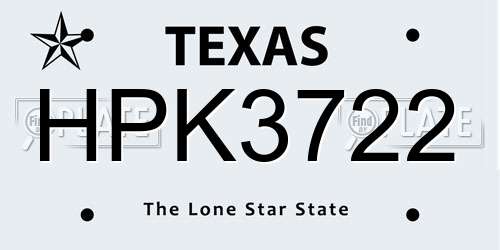 HPK3722 Texas License Plate