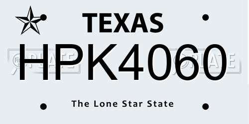 HPK4060 Texas License Plate