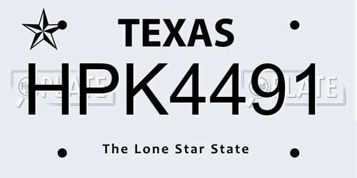 HPK4491 Texas License Plate