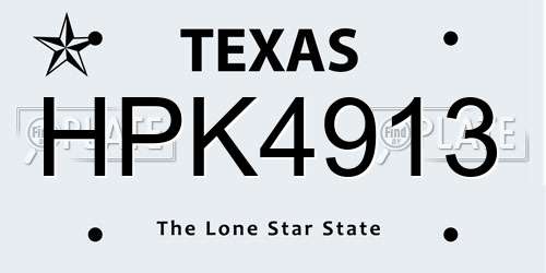 HPK4913 Texas License Plate