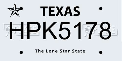 HPK5178 Texas License Plate