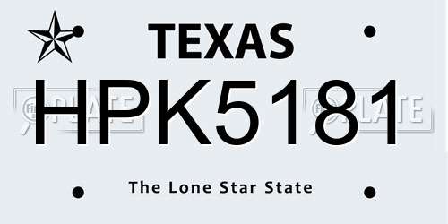 HPK5181 Texas License Plate