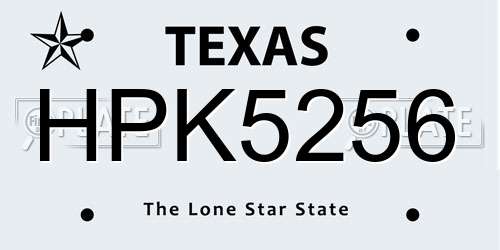 HPK5256 Texas License Plate