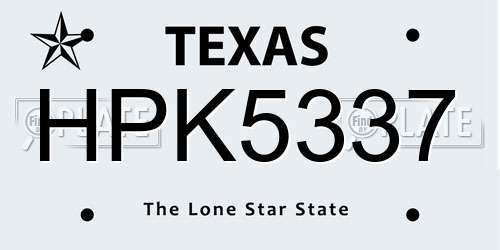 HPK5337 Texas License Plate