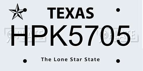 HPK5705 Texas License Plate