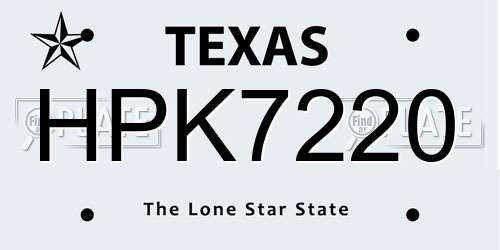 HPK7220 Texas License Plate