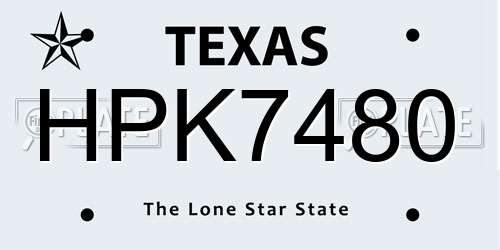 HPK7480 Texas License Plate