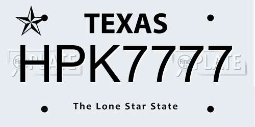 HPK7777 Texas License Plate