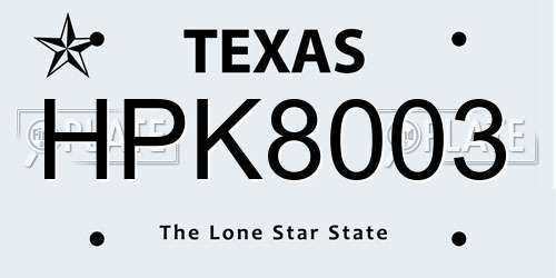 HPK8003 Texas License Plate