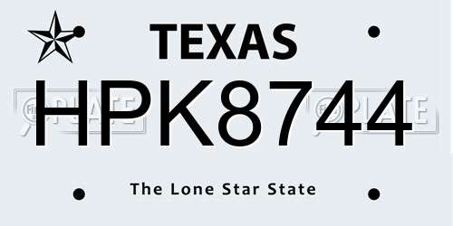 HPK8744 Texas License Plate