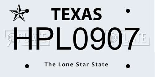 HPL0907 Texas License Plate