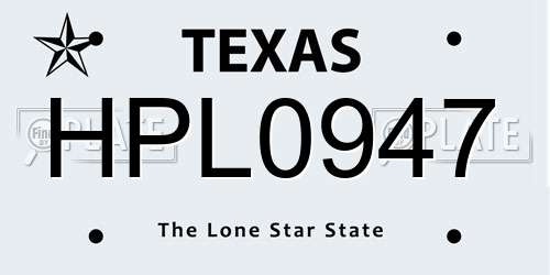 HPL0947 Texas License Plate