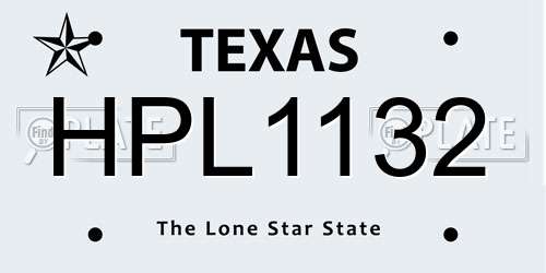 HPL1132 Texas License Plate