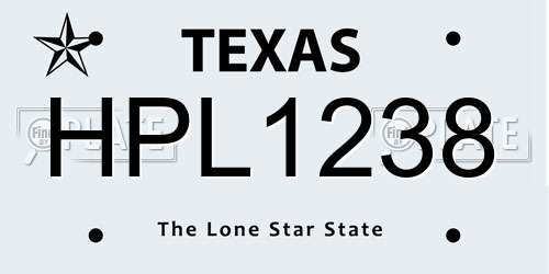 HPL1238 Texas License Plate