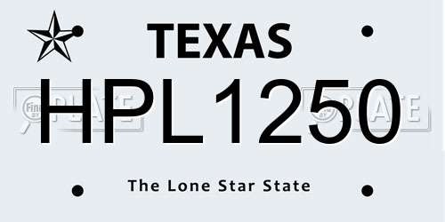 HPL1250 Texas License Plate