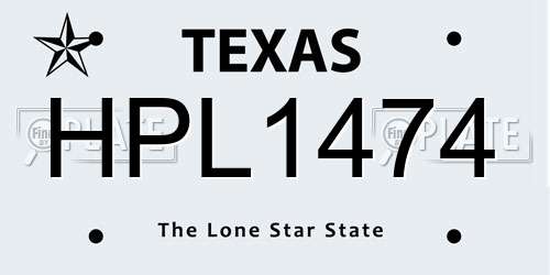 HPL1474 Texas License Plate