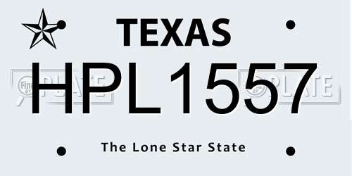 HPL1557 Texas License Plate