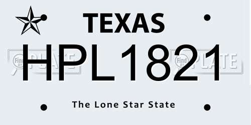 HPL1821 Texas License Plate