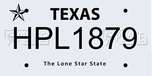 HPL1879 Texas License Plate