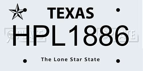HPL1886 Texas License Plate