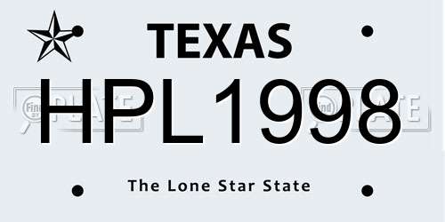 HPL1998 Texas License Plate