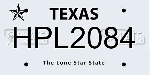 HPL2084 Texas License Plate