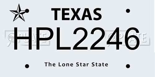 HPL2246 Texas License Plate