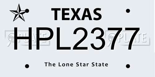 HPL2377 Texas License Plate