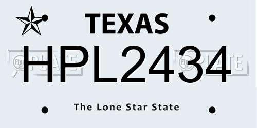 HPL2434 Texas License Plate