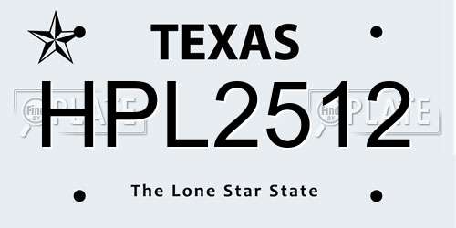 HPL2512 Texas License Plate
