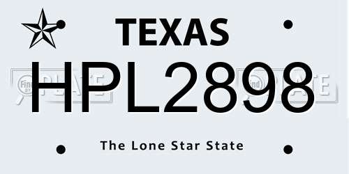 HPL2898 Texas License Plate
