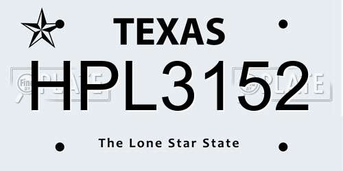 HPL3152 Texas License Plate