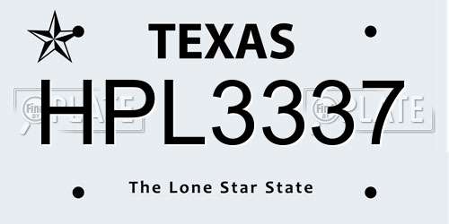 HPL3337 Texas License Plate