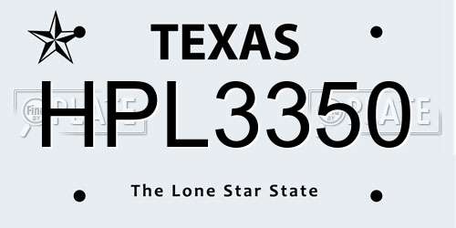 HPL3350 Texas License Plate