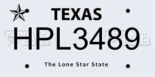 HPL3489 Texas License Plate