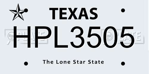 HPL3505 Texas License Plate